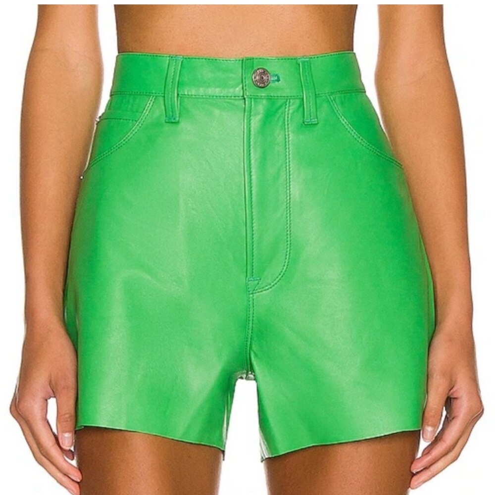 Frame Denim high rise leather shorts